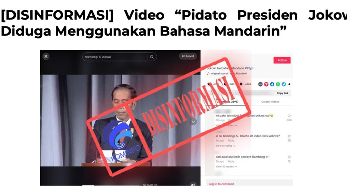 Video Rekayasa Jokowi yang Fasih Menggunakan Bahasa Mandarin
